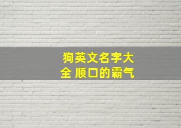 狗英文名字大全 顺口的霸气